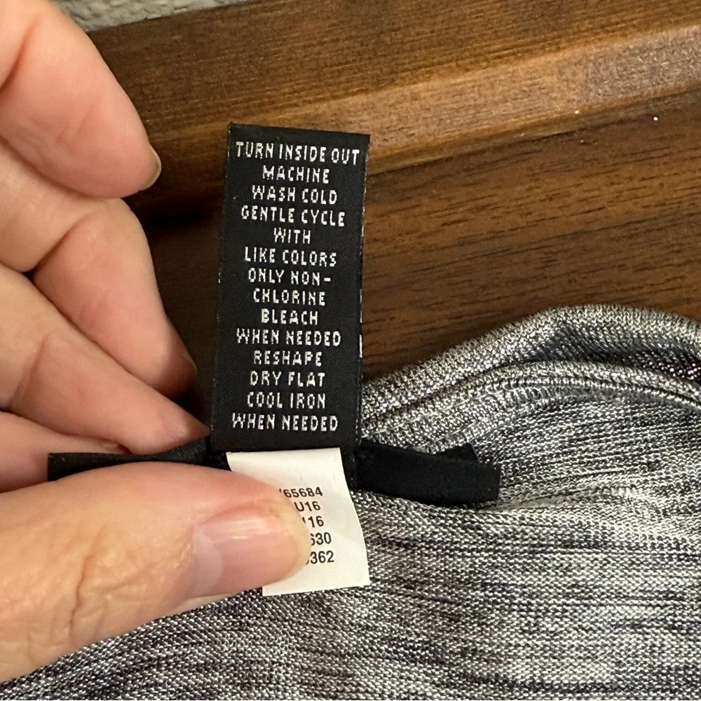 NWT INC Silver Metallic V-Neck Short Sleeve Top Shimmer Stretchy Large - Picture 6 of 9